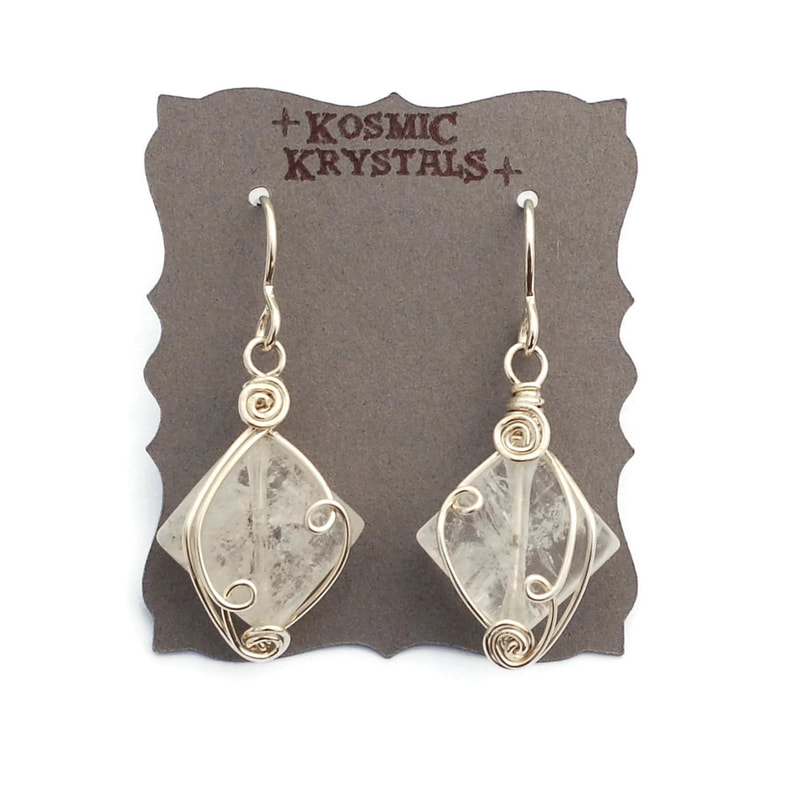 quartz crystal diamond earrings