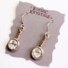 Faceted Round Quartz Crystal Earrings