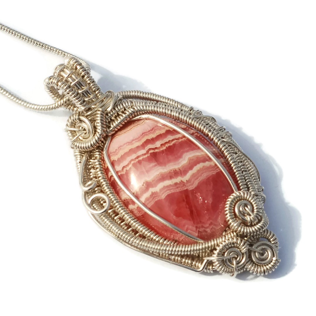 Pink Rhodochrosite pendant necklace