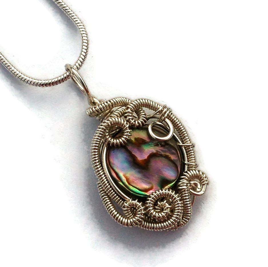 Abalone Shell and Sterling Silver Large Swirl Teardrop Necklace - The  Richard Harvey Collection